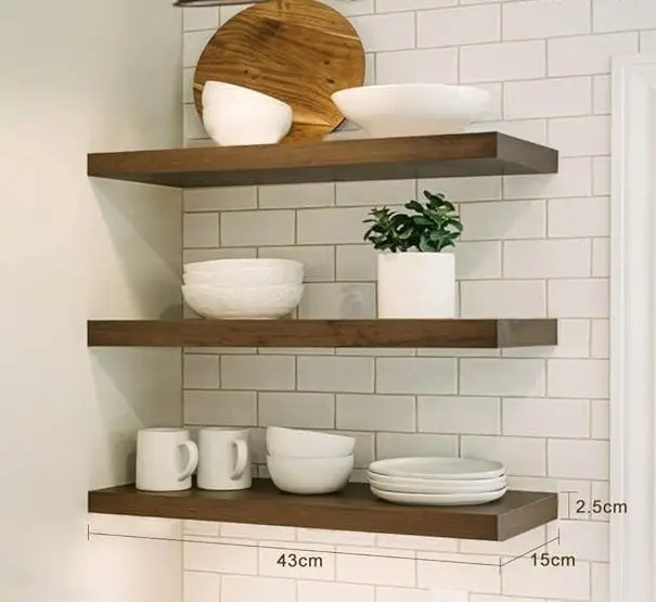 Sheesham 18 Inch Floating Shelves For Wall Set Of 3