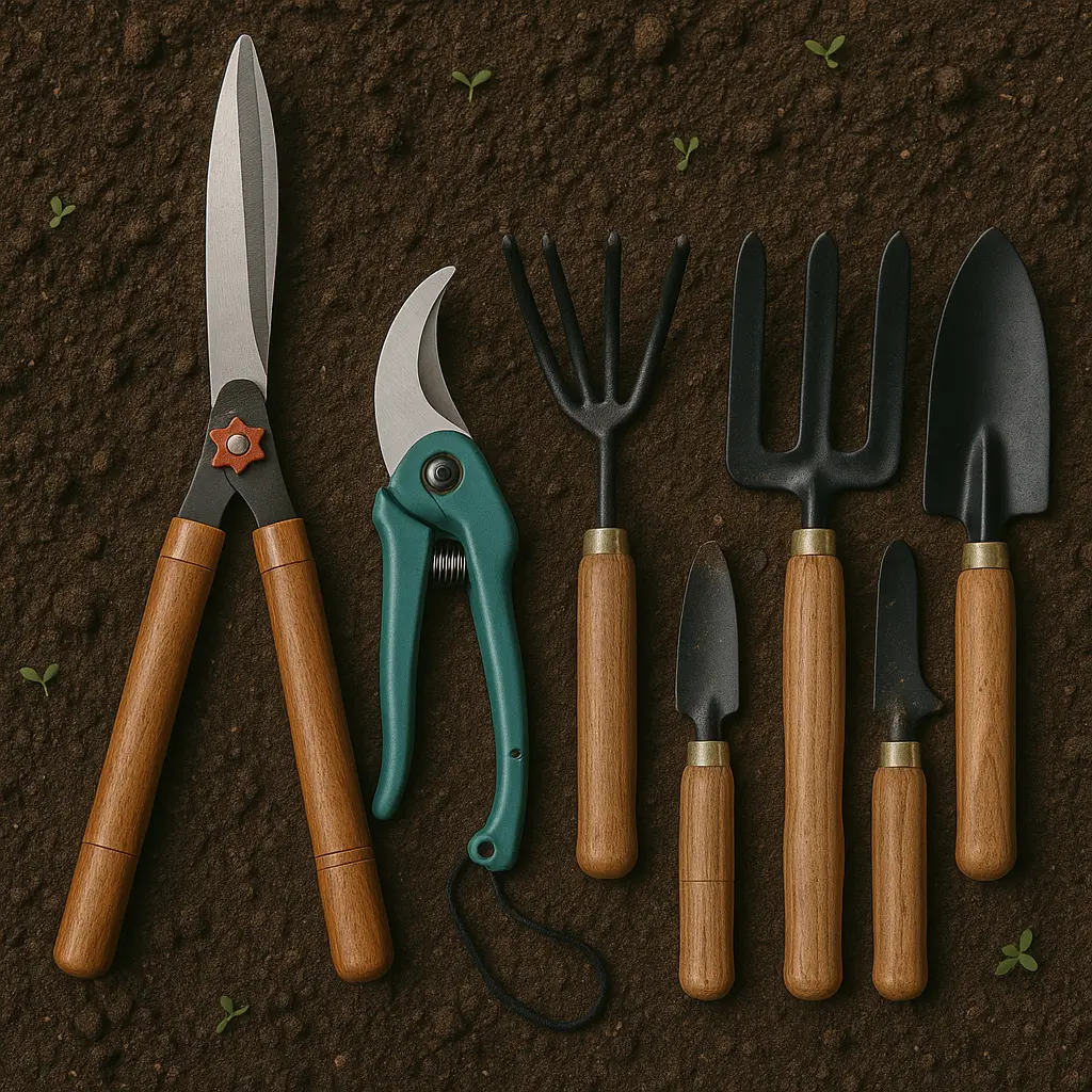 Combo 3-Hedge Shears , PRUNING SHEARS CUTTER, 5Pcs WOODEN HANDLE TOOL KIT