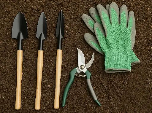 Combo 2-PRUNING SHEARS CUTTER, 3 Pcs Long Wooden Handle GARDENING TOOL KIT, Gloves