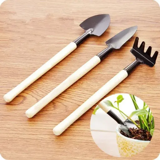 3 Pcs Long Wooden Handle GARDENING TOOL KIT