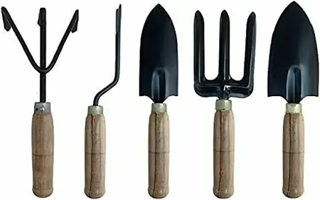5Pcs WOODEN HANDLE GARDENING TOOL KIT
